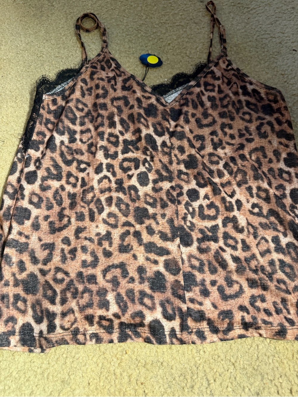 NWT Main Strip L Leopard Lace Cami Tank Top Y2K Animal Print Lingerie